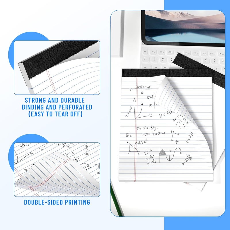 Ciphyfee 2pcs Legal Pads 8.5 x 11, Notepads 8.5 x 11 Inch, White Note Pads Clear Print Writing Pads of Paper, Memo Pads , Perforate Legal Notepads Paper , Wide Ruled Lined with Sturdy Back,50 Sheets/Pack - Image 4